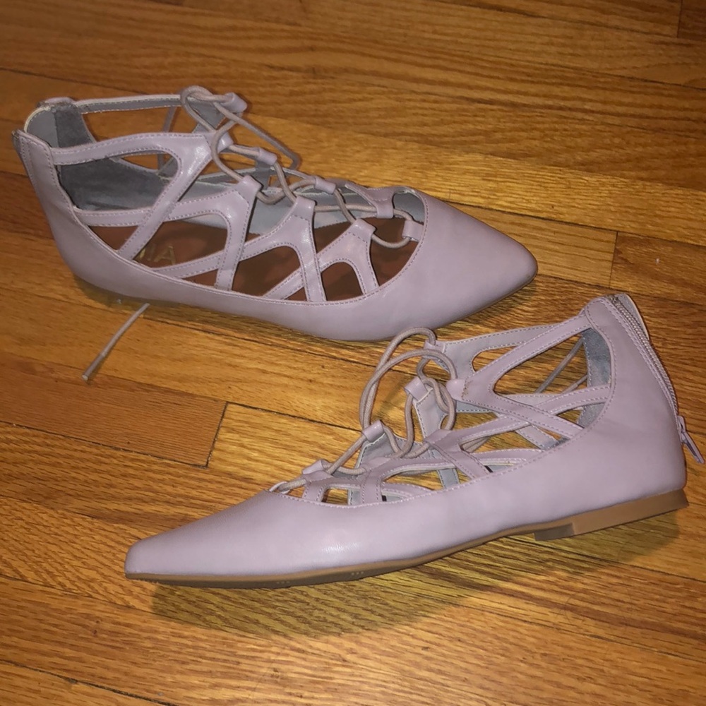 MIA lavender crisscross flats